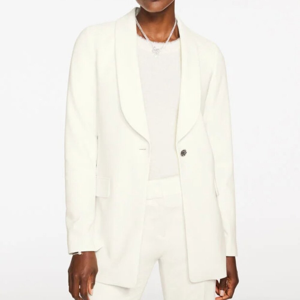 NWT Ivory Talbots Single Breasted One Button Tailored Stretch Blazer sz 16